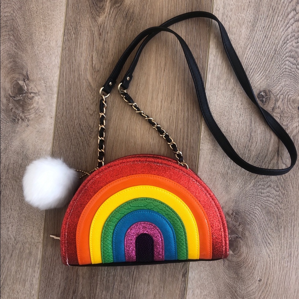 Betsey Johnson I love hue rainbow bag purse